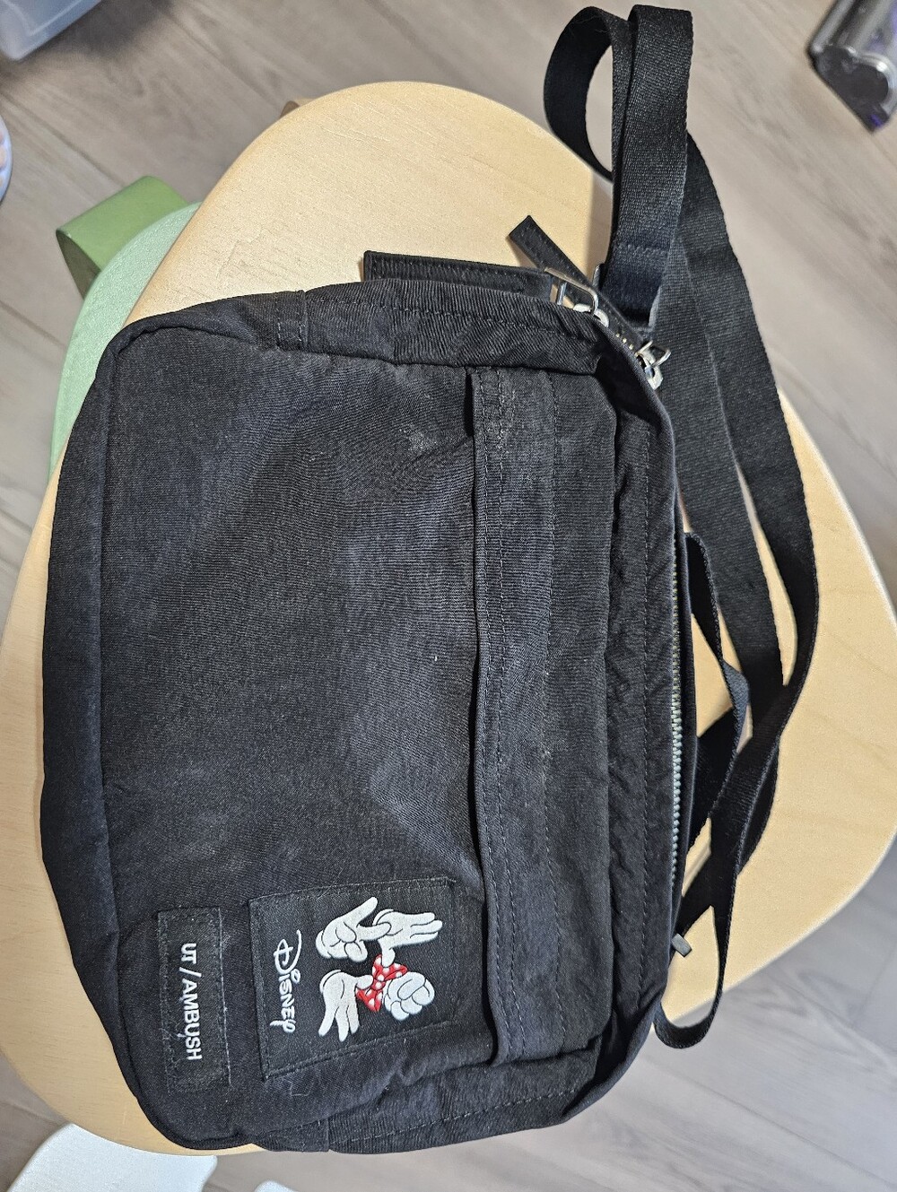 Uniqlo Black Crossbody Bag with White & Pink Mickey Motif - Picture 1 of 4